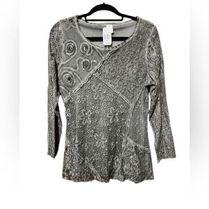 Lace Sequin Embellished Long Sleeve Tunic Top Size S